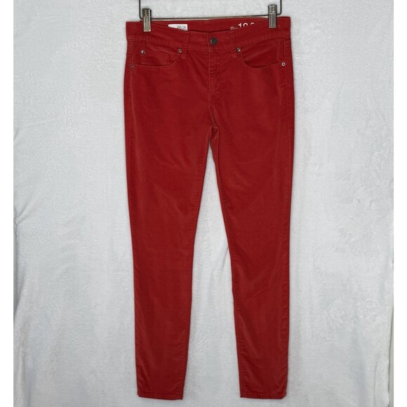 Gap 1969 Women's Red Corduroy Slim Leg Pants Size 26r Holiday Legging Low Rise - Picture 2 of 15